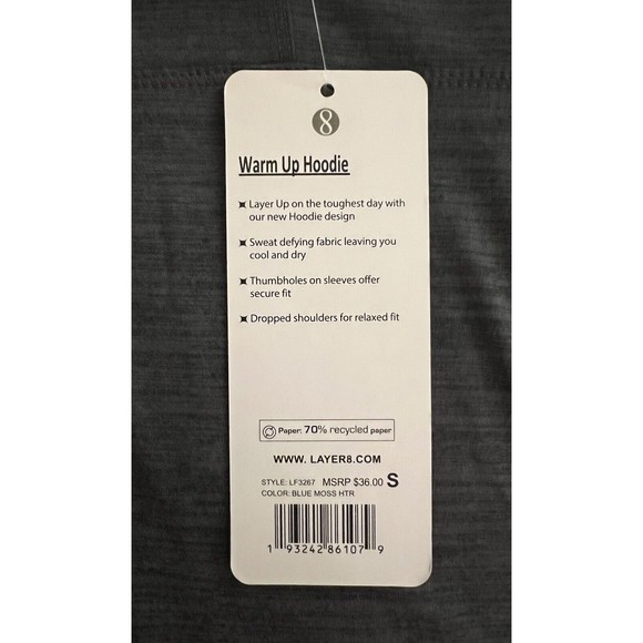 Layer8 Warm Up Hoodie Women's lightweight gray 1/2 zip kangaroo pocket Small - Picture 14 of 16